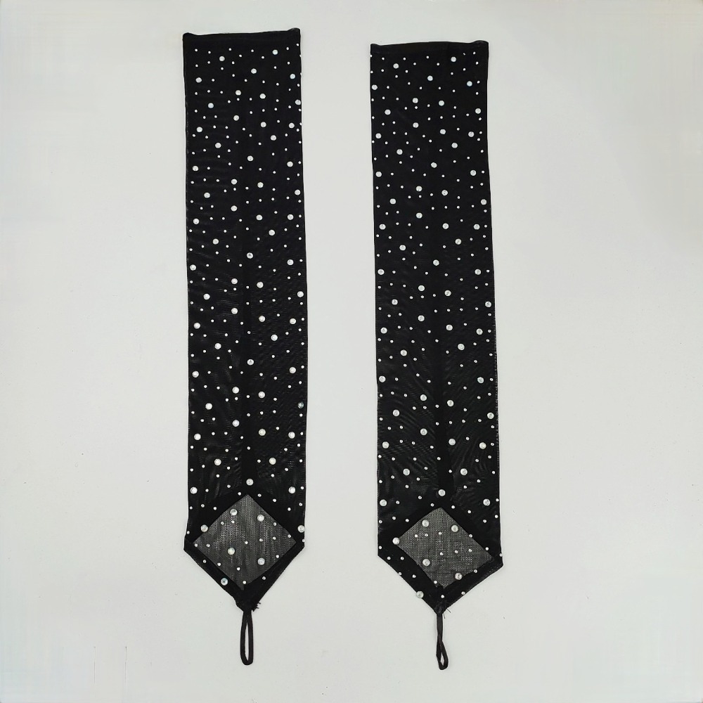 1 Pair Shiny Rhinestone Mesh G - Fingerless Glove Knit 评论和价格