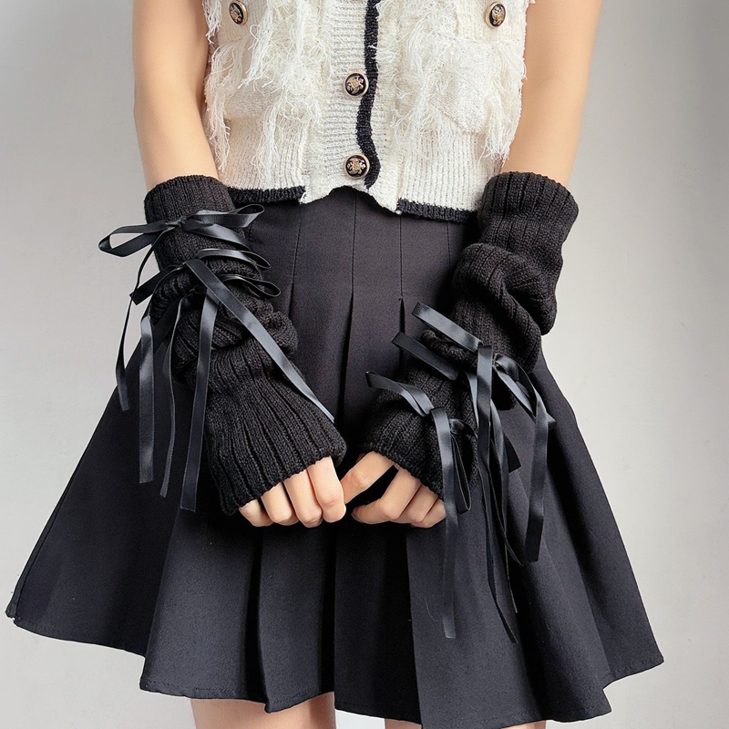 Sweet Ribbon Bow Knitted Warm  - Fingerless Glove Knit 评论和价格