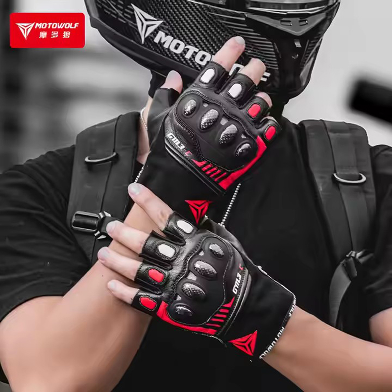 Half Finger Motorcycle Gloves  - Motorcycle Glove Knuckle 评论和价格